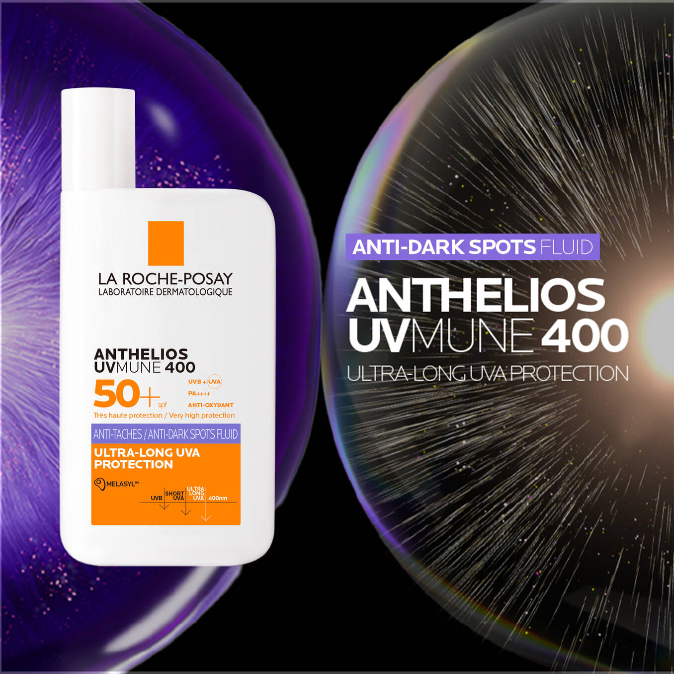 Violet Roche Anthelios Anti-Dark Spots Facial SPF50+ Fluid | La Roche-Posay UK