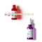 Two serum bottles from La Roche-Posay, one purple labeled "Pure Niacinamide Serum" and the other red labeled "Retinol B3 Serum." A dropper is shown extracting liquid from the red bottle, with several drops of the serum beside it.